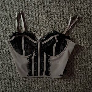 Haute Monde Lace Accent Bralette - Black and Cream